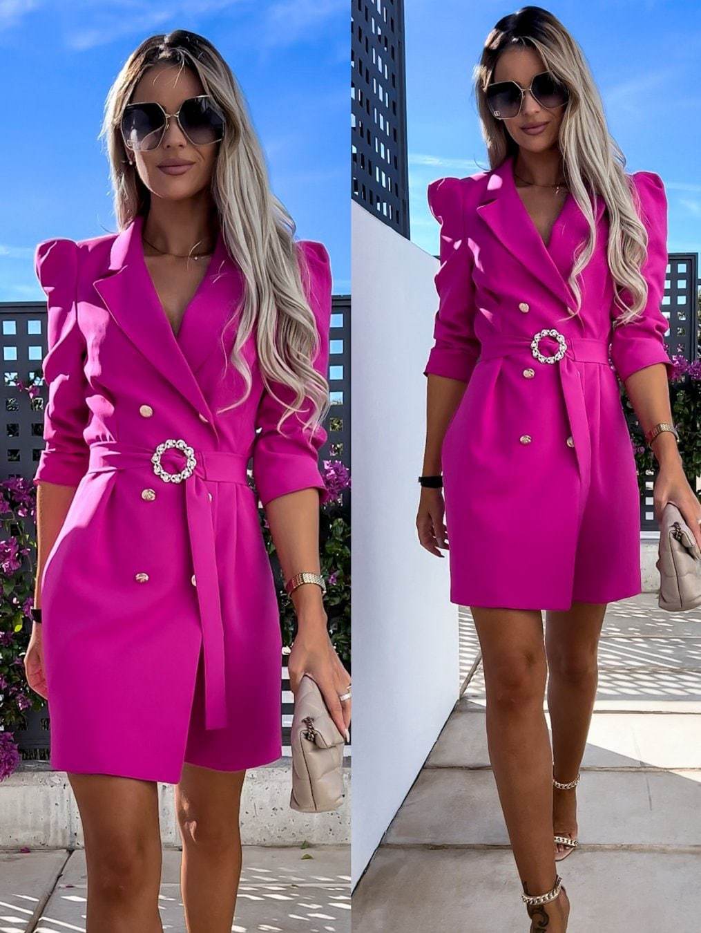 Damen Blazer Kleid mit tailliertem Schnitt und glamourösem Knopfdetail Heidi-Mode - Image 11