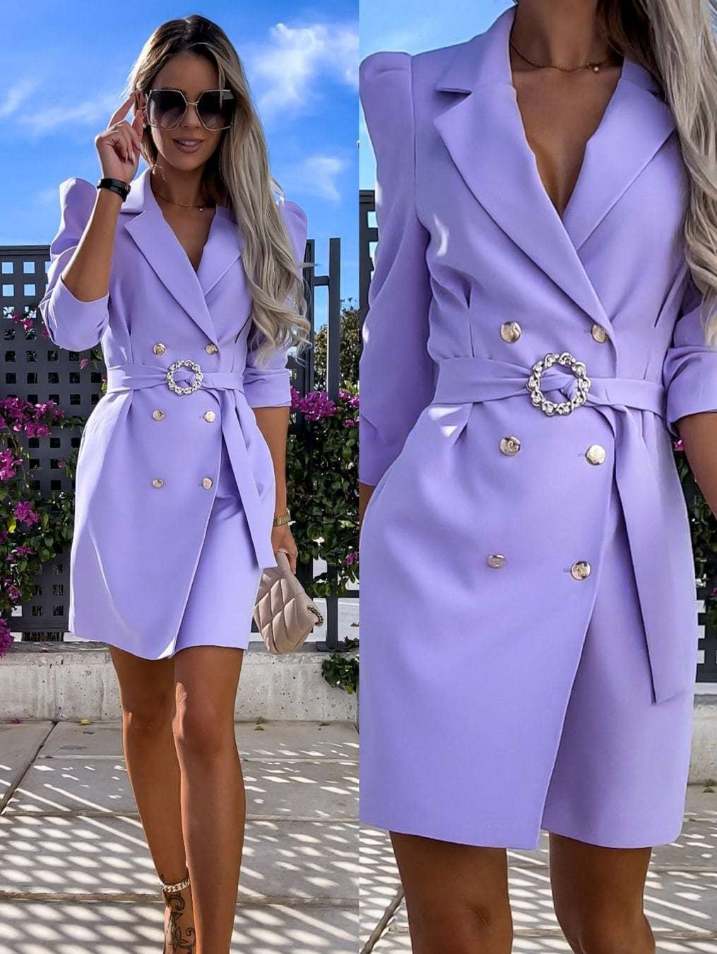 Damen Blazer Kleid mit tailliertem Schnitt und glamourösem Knopfdetail Heidi-Mode - Image 14