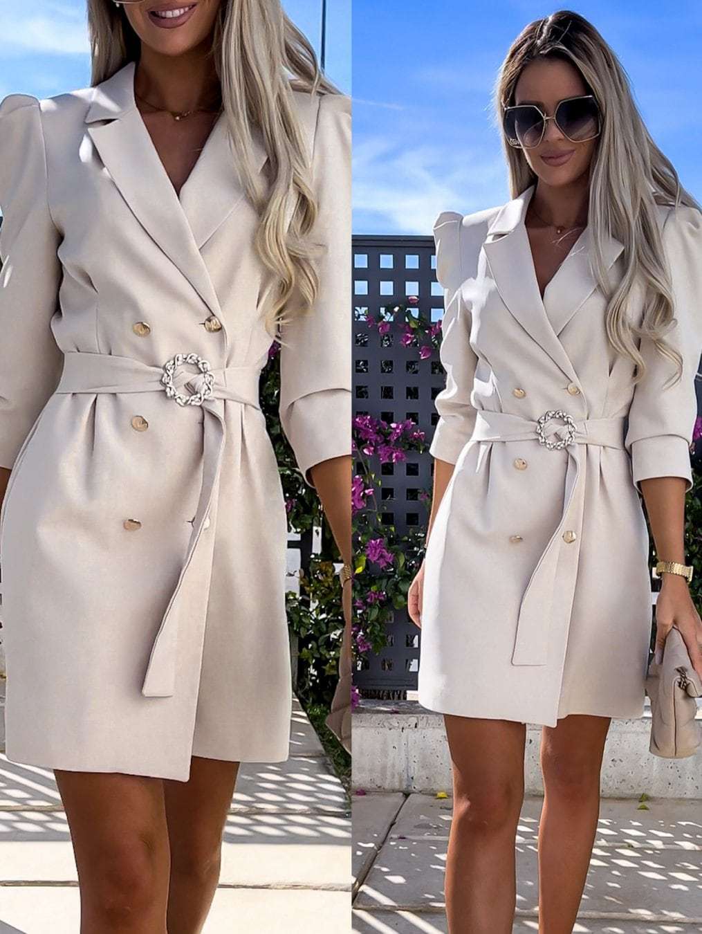 Damen Blazer Kleid mit tailliertem Schnitt und glamourösem Knopfdetail Heidi-Mode - Image 4
