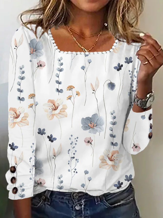 Damen Bluse mit floralem Druck und dekorativen Knopfdetails Heidi-Mode - Image 9