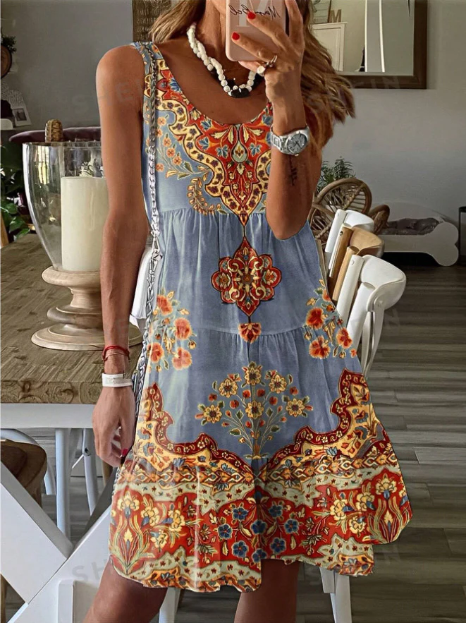Damen Freizeitkleid mit verstellbaren Trägern und verspieltem Muster Heidi-Mode - Image 8