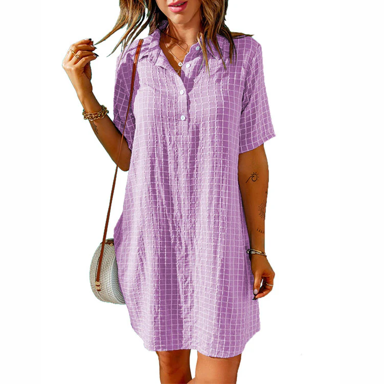 Damen Knielanges Hemdkleid mit Knopfleiste und modischem Karomuster Heidi-Mode - Image 6